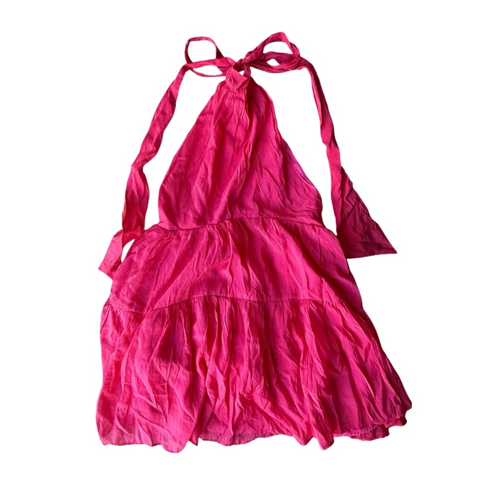 Pink Ruffle Halter Dress